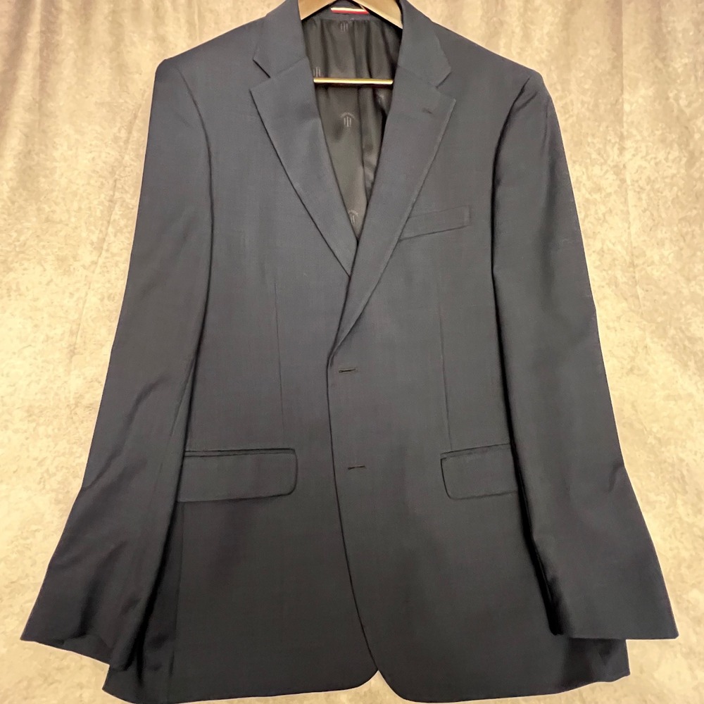 Tommy Hilfiger Blazer Mens 46L Navy Excellent Wool Blend 2-Button Sport Coat